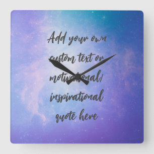 Skapa din egen Pastel Motivational Quote Fyrkantig Klocka
