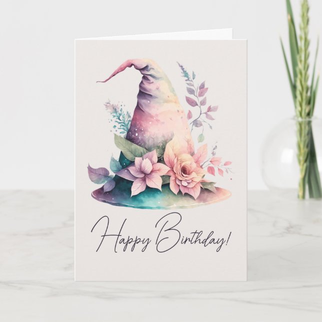 Skapa din egen pastel Rainbow Witch Hat Ro Helgkort (Framsida)