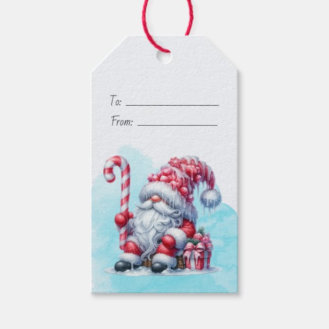 Skapa Din Egen Pepparmynta Jul Tomte Jultomte Presentetikett (Framsidan)