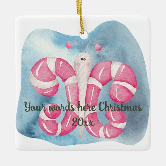 Skapa din egen peppermint Butterfly-jul Julgransprydnad Keramik (Framsida)