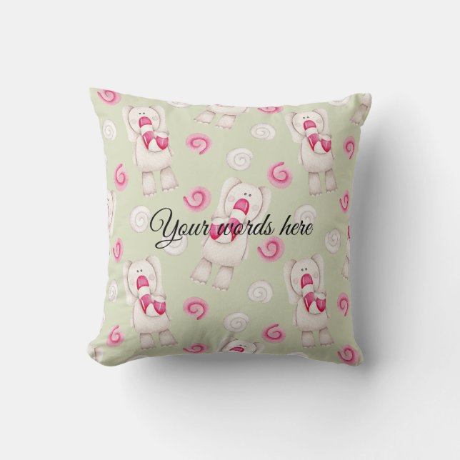 Skapa din egen peppermynt Elephants-jul Kudde (Framsida)