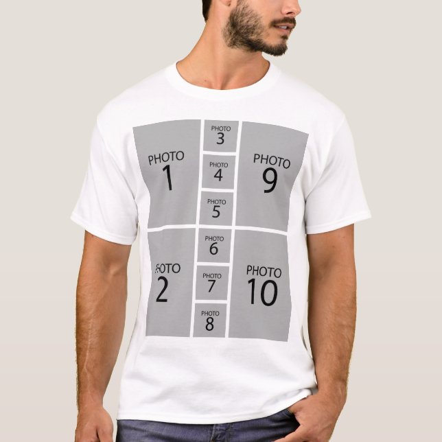 Skapa din egen Personlig 10 PHOTO COLLAGE T Shirt (Framsida)
