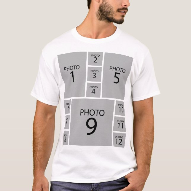 Skapa din egen Personlig 12 PHOTO COLLAGE T Shirt (Framsida)