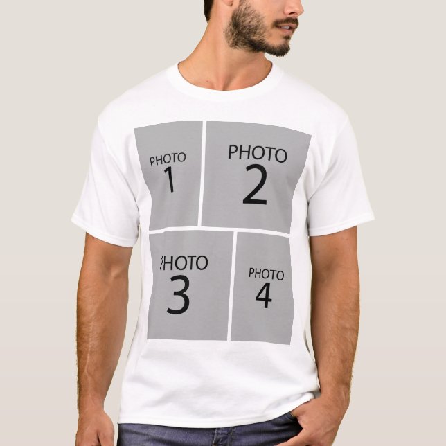 Skapa din egen Personlig 4-FOTOKOLLATION T Shirt (Framsida)