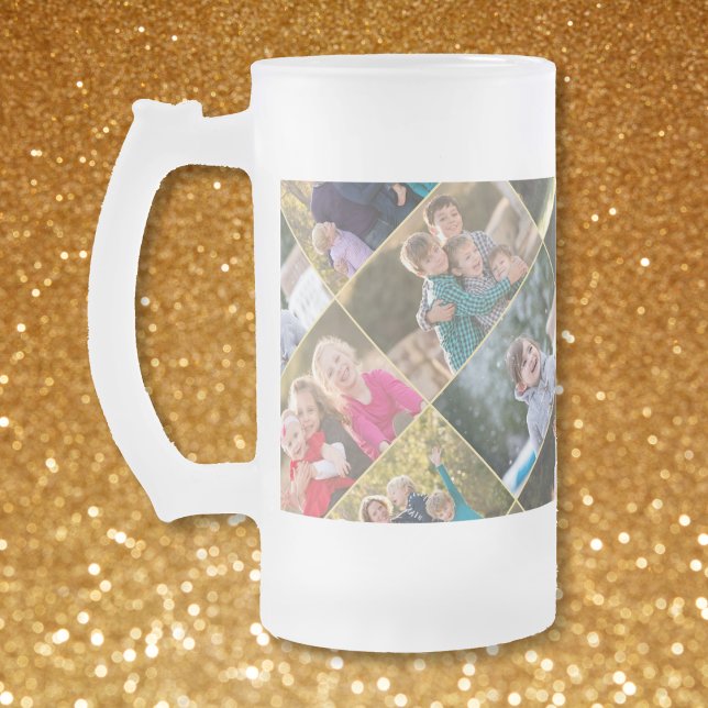 Skapa din egen Personlig 6 Fotokollage Frostat Ölglas (Create Your Own Personalized 6 Photo Collage Frosted Glass Beer Mug)