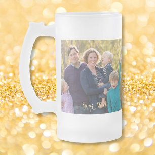 Skapa din egen Personlig Photo Guld-text Frostat Ölglas