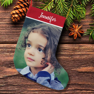 Skapa din egen personliga fullständiga foto jul liten julstrumpa