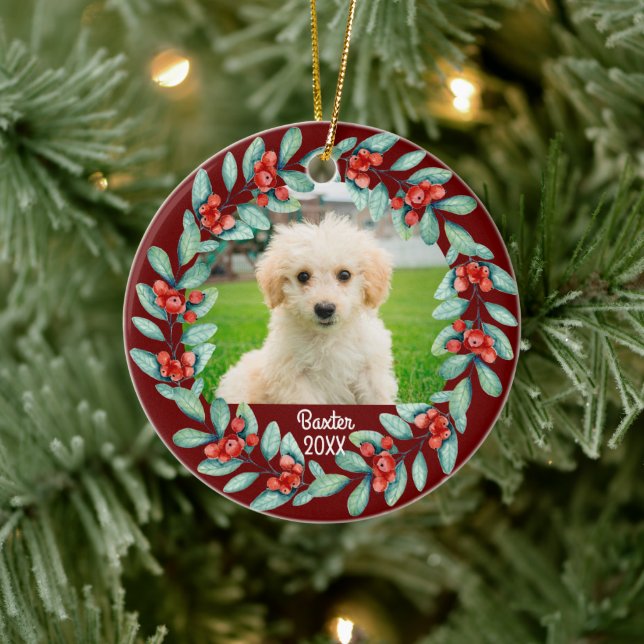Skapa din egen Pet-Hund-fotojul Julgransprydnad Keramik (Träd)