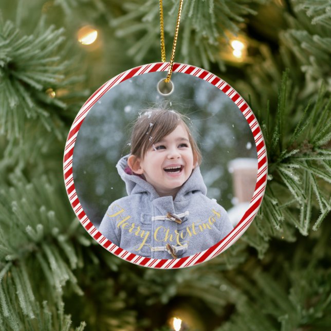 Skapa din egen Photo Candy cane Rand-jul Julgransprydnad Keramik (Träd)