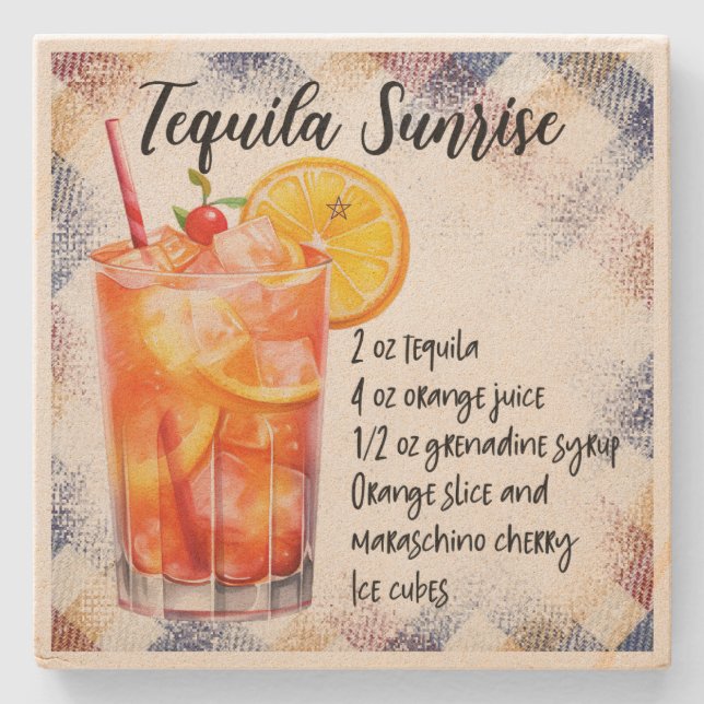 Skapa din egen Plaid Tequila Sunrise-recept Stenunderlägg (Framsidan)