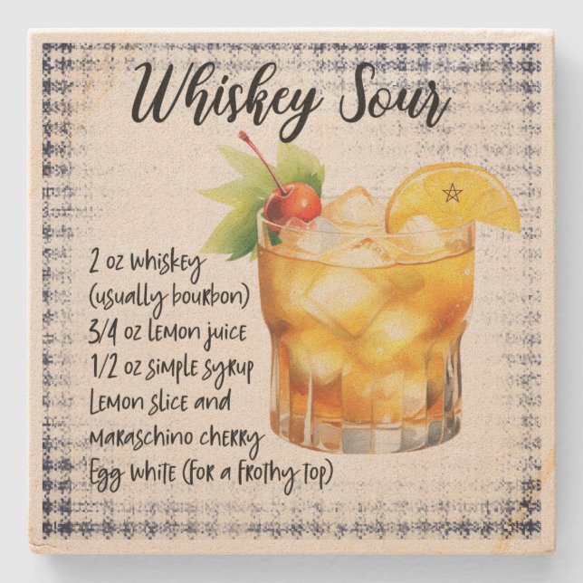 Skapa din egen Plaid Whisky Sour-recept Stenunderlägg (Framsidan)