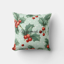 Skapa din egen Polka dots & Red Holly-Grönt Kudde