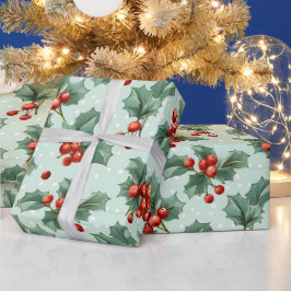 Skapa din egen Polka dots & Red Holly-Grönt Presentpapper