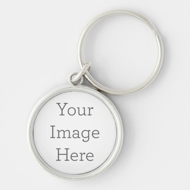Skapa din egen Premium Round Keychain, liten Rund Silverfärgad Nyckelring (Framsidan)