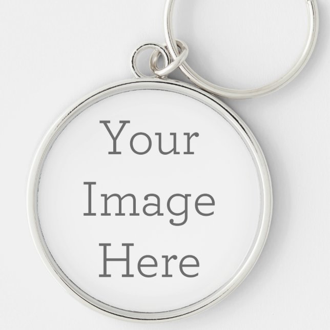 Skapa din egen Premium Round Keychain, stor Rund Silverfärgad Nyckelring (Framsidan)