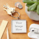 Skapa din egen Premium Square-nyckelkedja, stor Fyrkantig Silverfärgad Nyckelring (Desk)