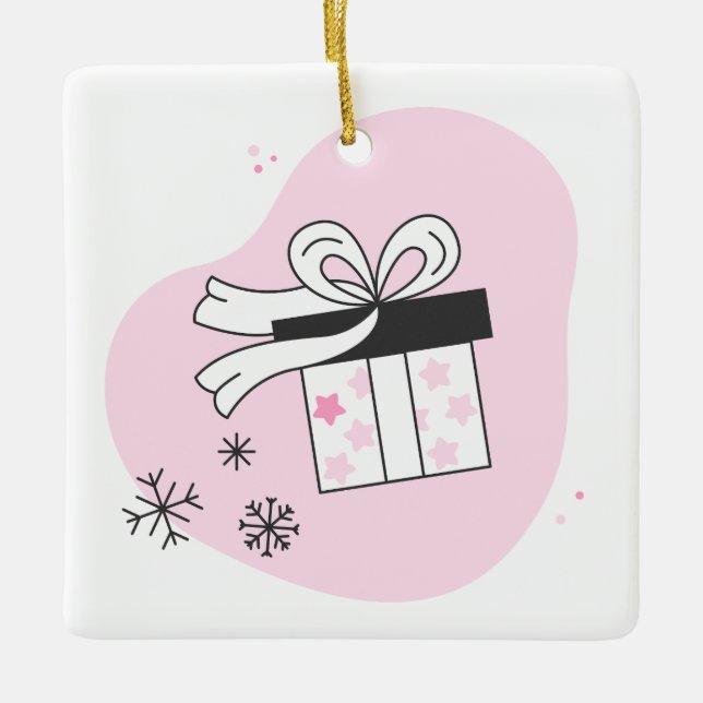 Skapa din egen presentlåda och Snöflingor jul Julgransprydnad Keramik (Framsida)