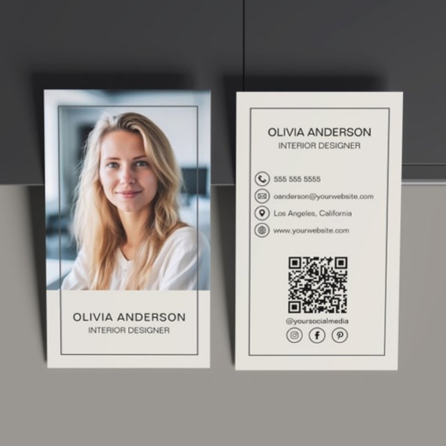 Skapa din egen Professionell för foto QR Social-me Visitkort (Create your own custom photo, QR, social media icons professional Business Card by MINTIC STUDIO)