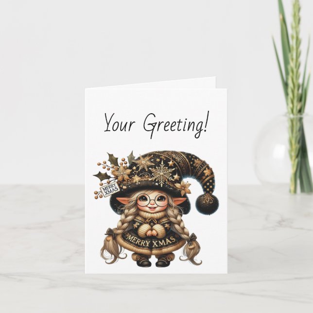 Skapa din egen punky, magiska jultomte helgkort (Framsida)