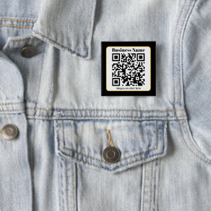 Skapa Din Egen QR-kod Svart Vit Guld Kant Knapp