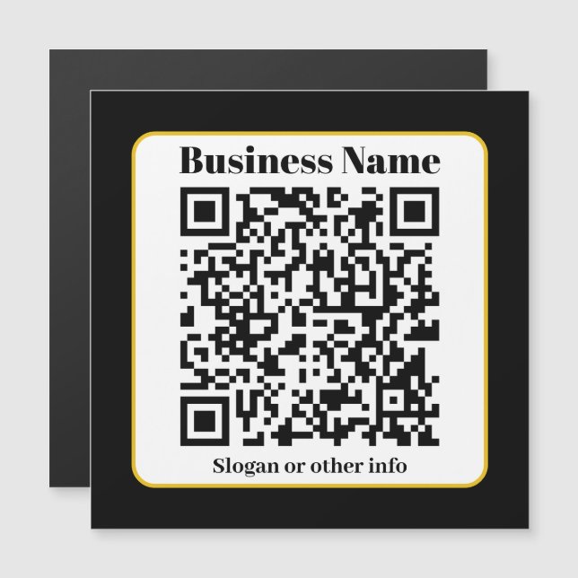Skapa din egen QR-kod | Svarta vita Guld Gräns (Fram/baksida)