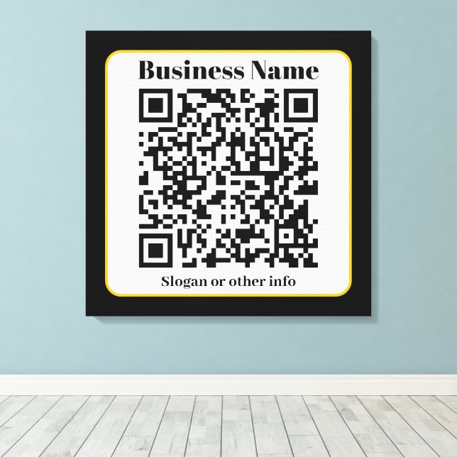 Skapa din egen QR-kod | Svarta vita Guld Gräns Canvastryck (Insitu (trägolv))