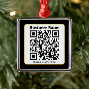 Skapa din egen QR-kod Svarta vita Guld Gräns Julgransprydnad Metall