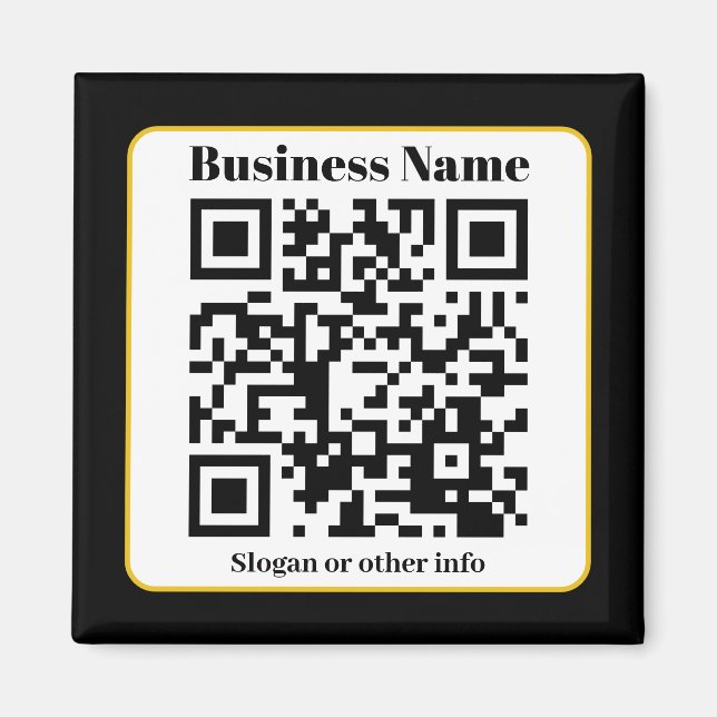 Skapa din egen QR-kod | Svarta vita Guld Gräns Magnet (Framsidan)