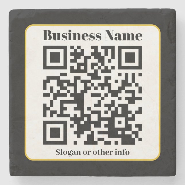 Skapa din egen QR-kod | Svarta vita Guld Gräns Stenunderlägg (Framsidan)