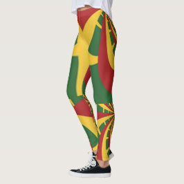 Skapa din egen Red Golden Grönt Rasta-design Leggings