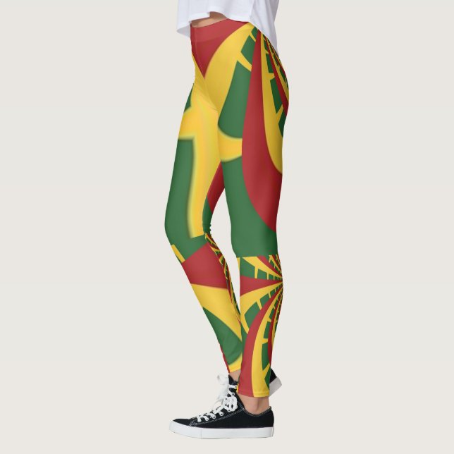Skapa din egen Red Golden Grönt Rasta-design Leggings (Vänster)
