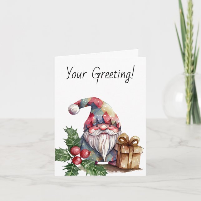 Skapa Din Egen Regnbåge Harlekin Jultomte Helgkort (Framsida)