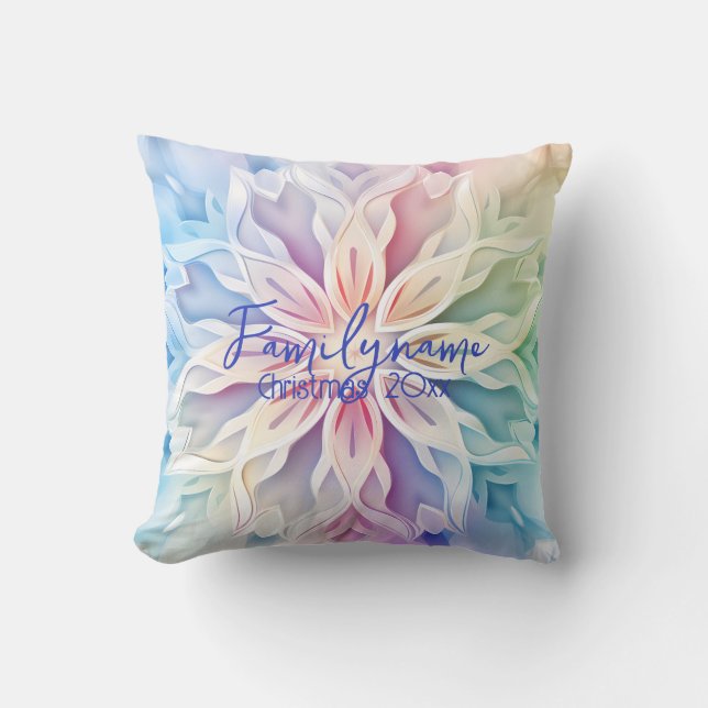 Skapa din egen regnbåge julsnöflake kudde (Framsida)