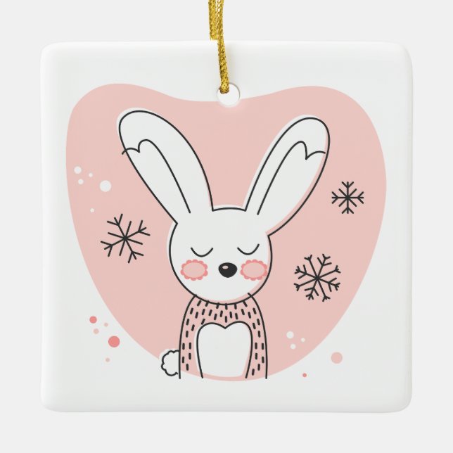 Skapa din egen Retro Bunny-Orange jul Julgransprydnad Keramik (Framsida)