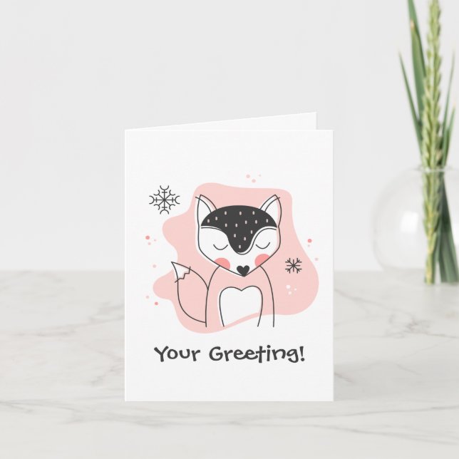 Skapa din egen Retro Fox-Orange jul Helgkort (Framsida)