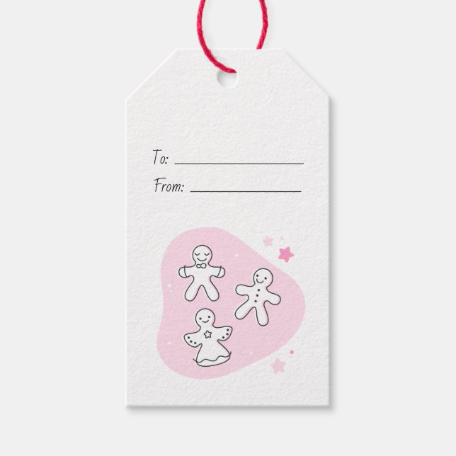 Skapa din egen retro-gingerbread-rosa jul presentetikett (Framsidan)