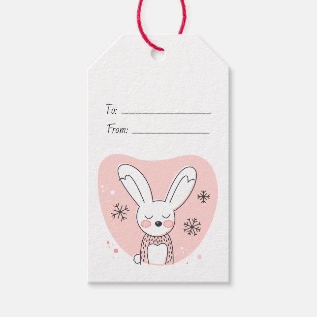 Skapa Din Egen Retro Kanin Orange Jul Presentetikett (Framsidan)