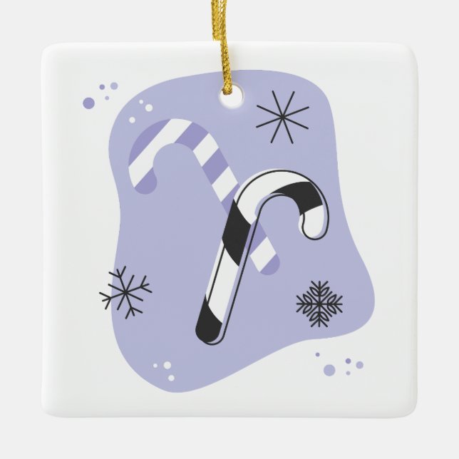 Skapa din egen Retro Lila-Polkagrisar jul Julgransprydnad Keramik (Framsida)