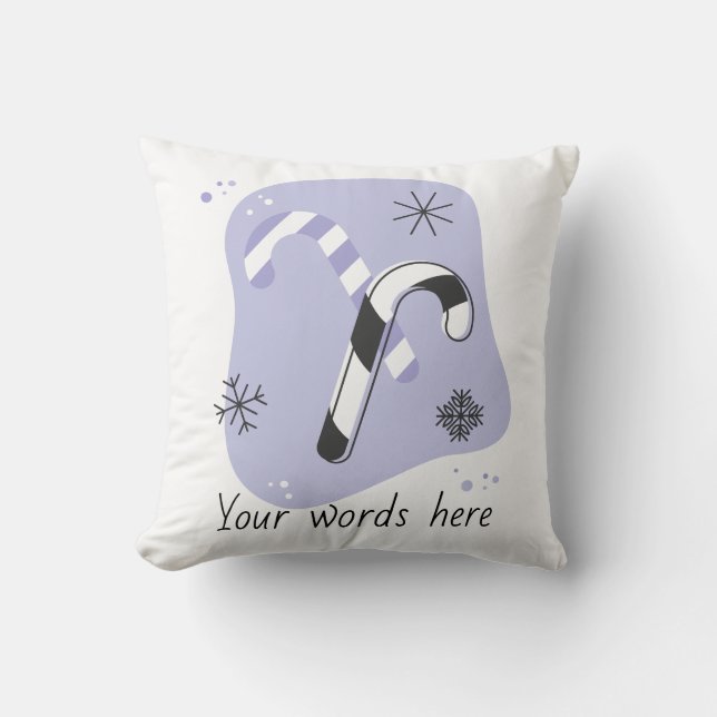 Skapa din egen Retro Lila-Polkagrisar jul Kudde (Framsida)