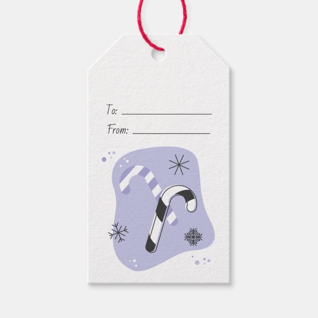 Skapa din egen Retro Lila-Polkagrisar jul Presentetikett (Framsidan)