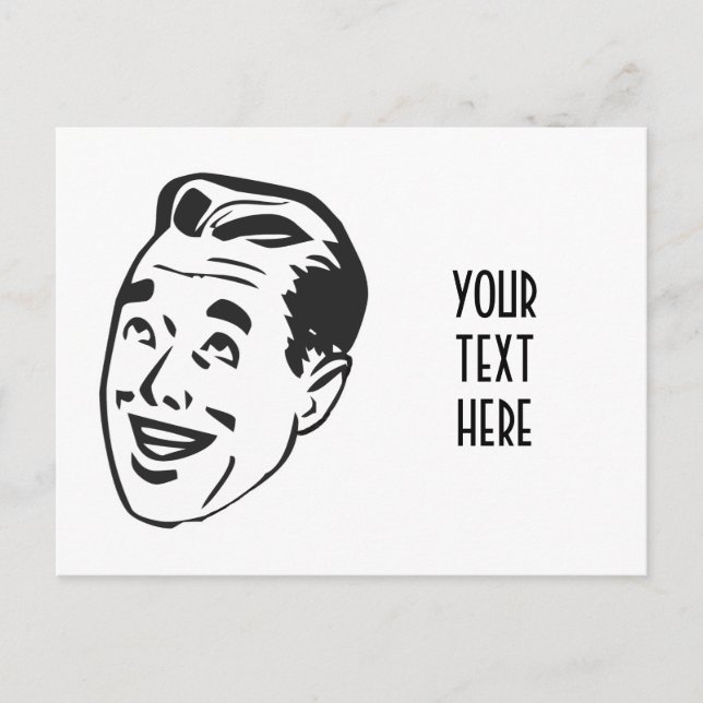 SKAPA DIN EGEN RETRO LYCKLIG MAN HEAD GIFTS VYKORT (Framsida)