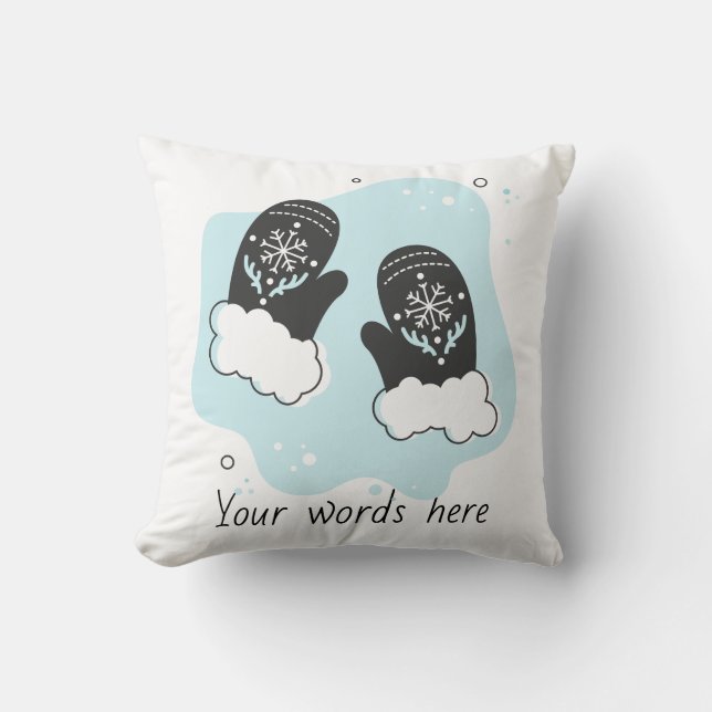 Skapa din egen Retro Mittens Blue-jul Kudde (Framsida)