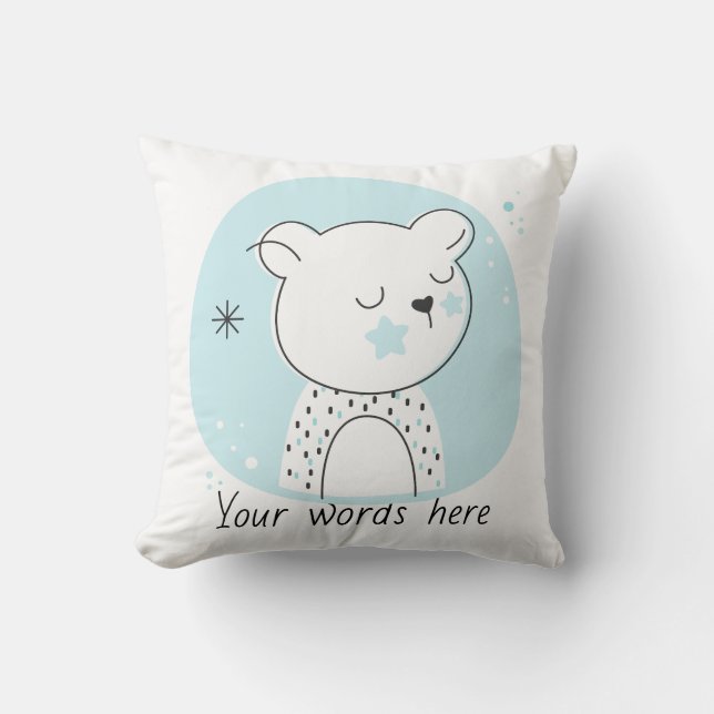 Skapa din egen Retro-Nalle, blå jul Kudde (Framsida)