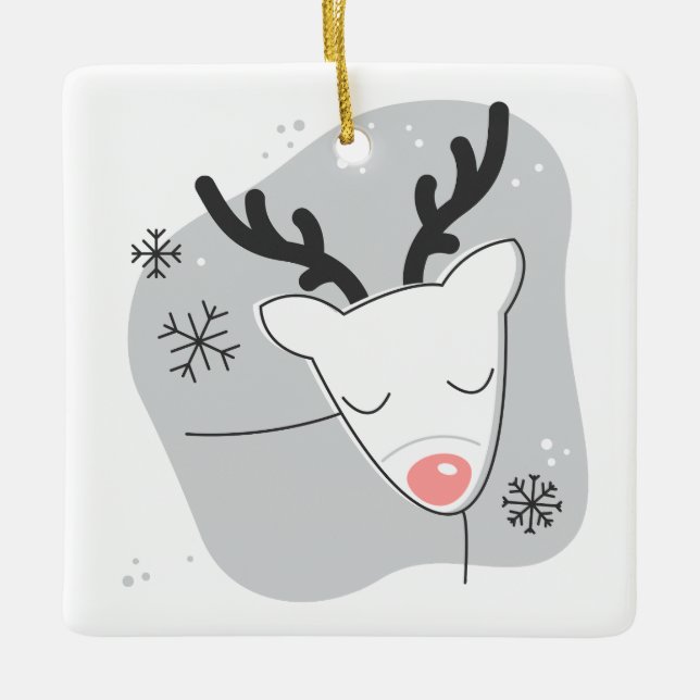 Skapa din egen Retro Reindeer-jul i Silver Julgransprydnad Keramik (Framsida)