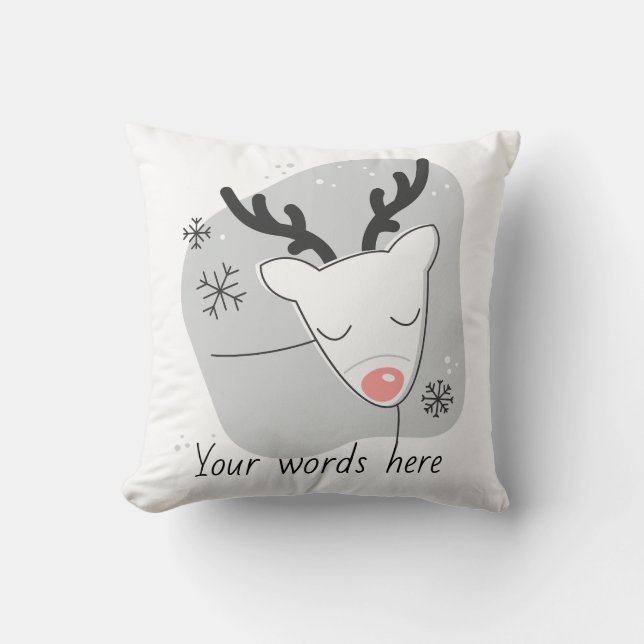 Skapa din egen Retro Reindeer-jul i Silver Kudde (Framsida)