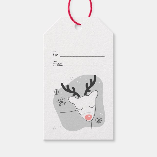 Skapa din egen Retro Reindeer-jul i Silver Presentetikett (Framsidan)