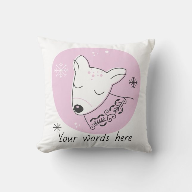 Skapa din egen Retro Reindeer-Rosa jul Kudde (Framsida)