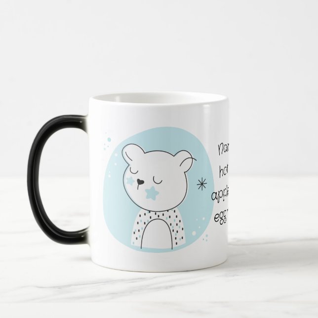 Skapa Din Egen Retro Teddybjörn Blå Jul Magisk Mugg (Vänster)