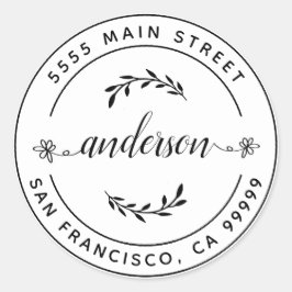 Skapa din egen returadress Klassisk rund klass Runt Klistermärke