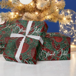 Skapa din egen röda gröna silver Yule Holly Presentpapper